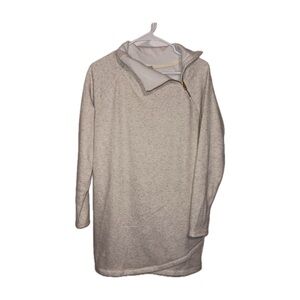 Athleta Cozy Karma Asym Sweatshirt Dress in Oatmeal Cream Heather - Size Small
